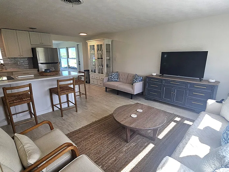 Living room to open kitchen