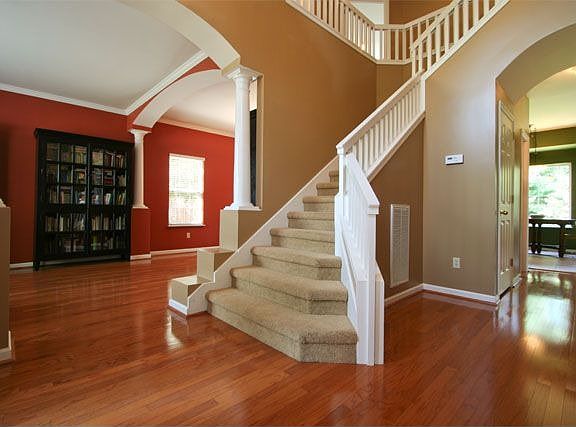 Walking into the home.