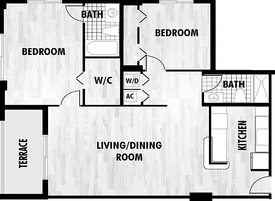 2 Bedroom, 2 Bath 2 Bedroom, 2 Bath