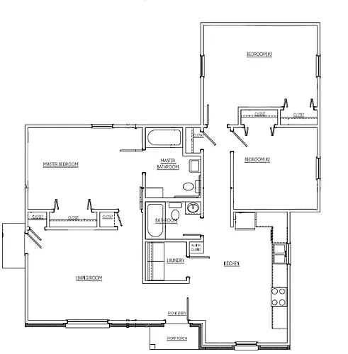 Floor plan 3 Bedroom|2 Bath