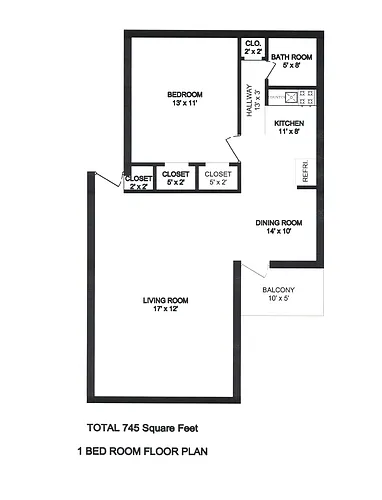 Floor plan 1 Bedroom Floorplan