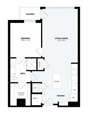 Floor plan 1 Bed/1 Bath-C5 East
