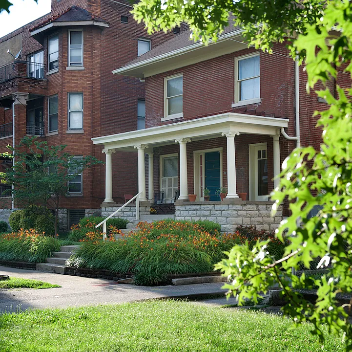 On a walking court. Well maintained yard