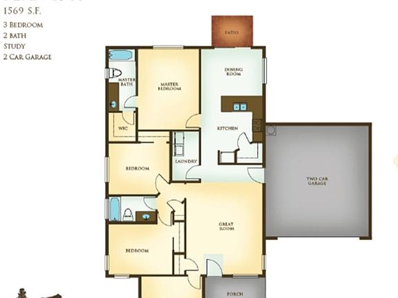 Flowing floor plan with den/study at front of home as a work space or guestroom, twin bedrooms share a nice hallway bath with linen closet, large master suite, ensuite bath with granite, dual sinks, tiled bath and shower surround, walk-in closet