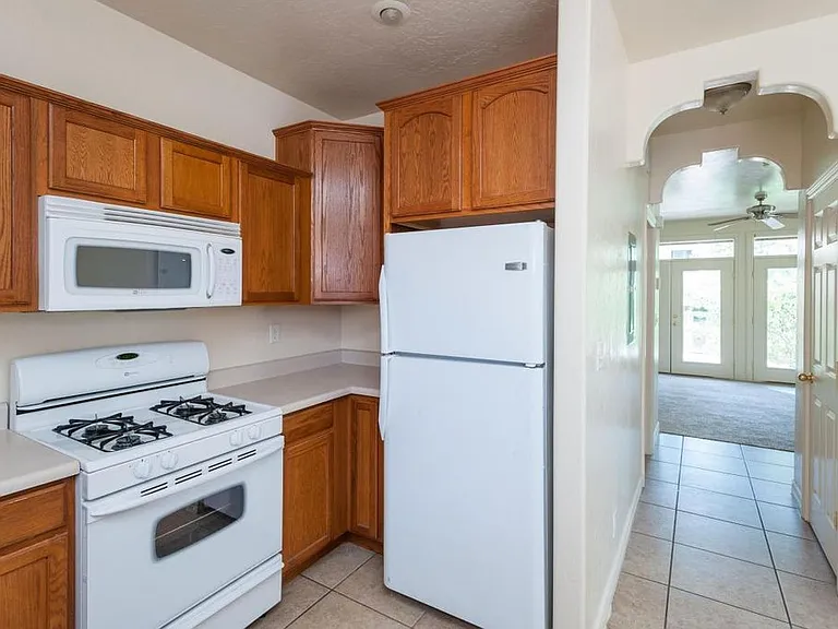 Kitchen and hall to living room