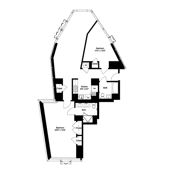 Floor plan Two Bedroom K 12-19