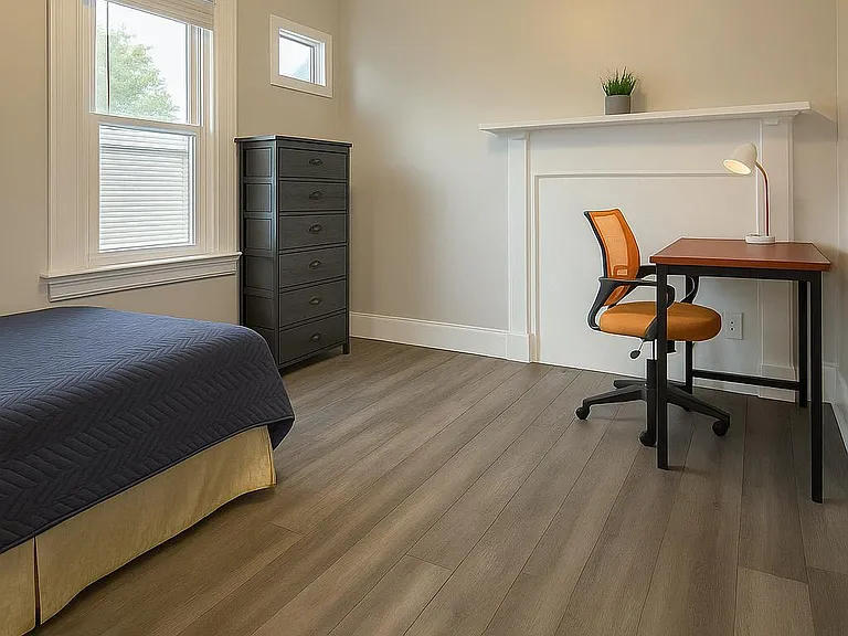 Small Wardroom, desk, Chair and twin bed and mirror