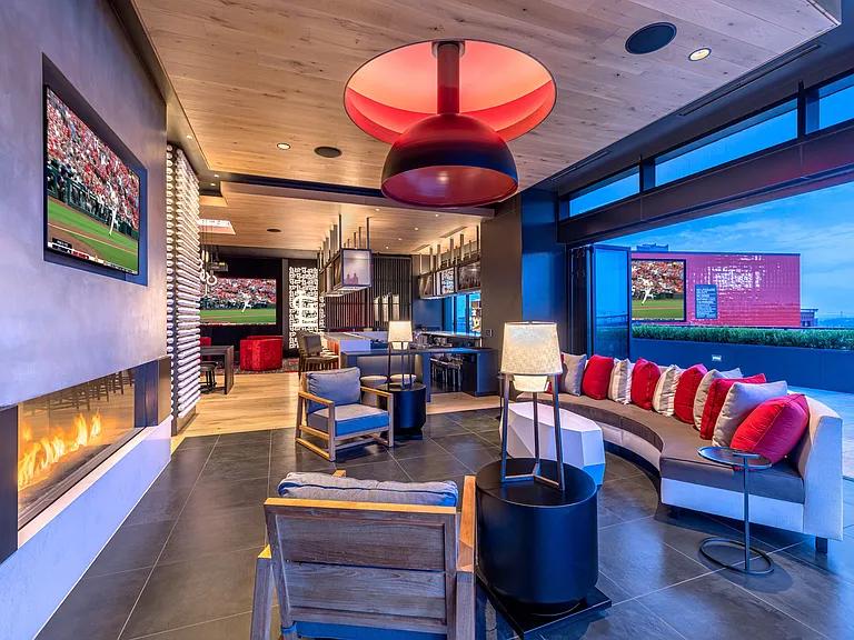 The resident Indoor-Outdoor Bar at One Cardinal Cardinal Way Luxury Apartments