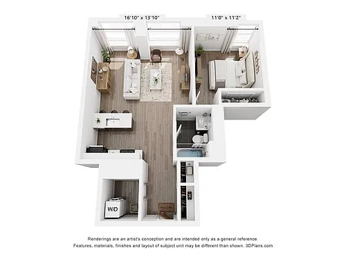 Floor plan 1 Bedroom 1 Bathroom | 734