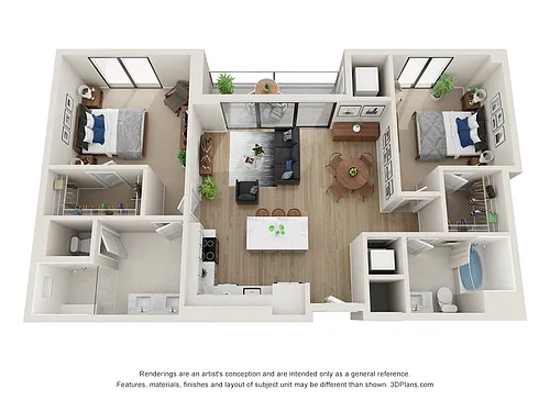 Floor plan 2 Bed/2 Bath-B