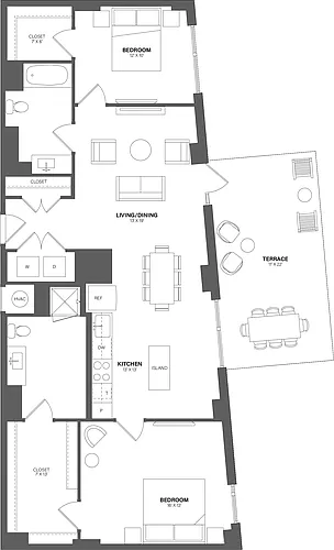 Floor plan 2 Bed/2 Bath-B27