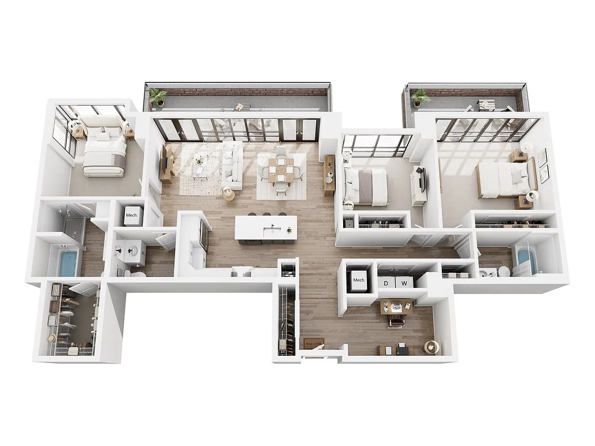 Floor plan 3 Bedroom Penthouse + Den