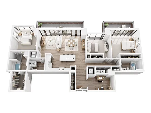 Floor plan 3 Bedroom Penthouse + Den