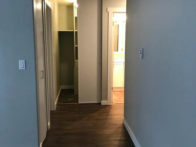 Unit hallway with 2 big closets in the unit