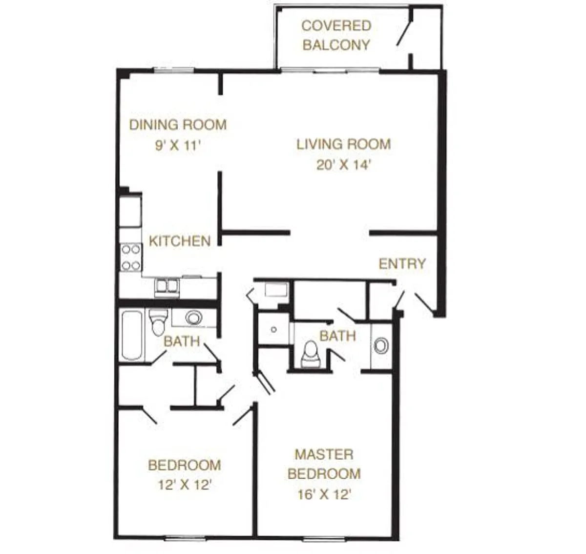 Floor plan 2 Bed 2 Bath