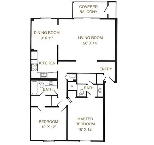 Floor plan 2 Bed 2 Bath