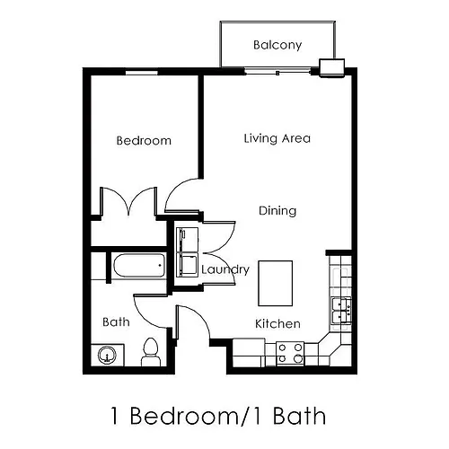 Floor plan 1 Bed 1 Bath
