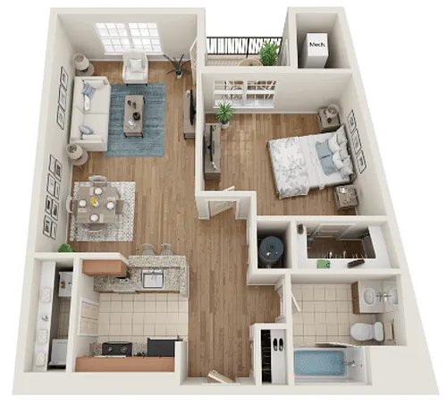 Floor plan Type B - One Bedroom