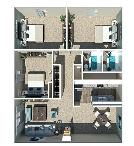 Floor plan 3 Bedroom 2 Bath