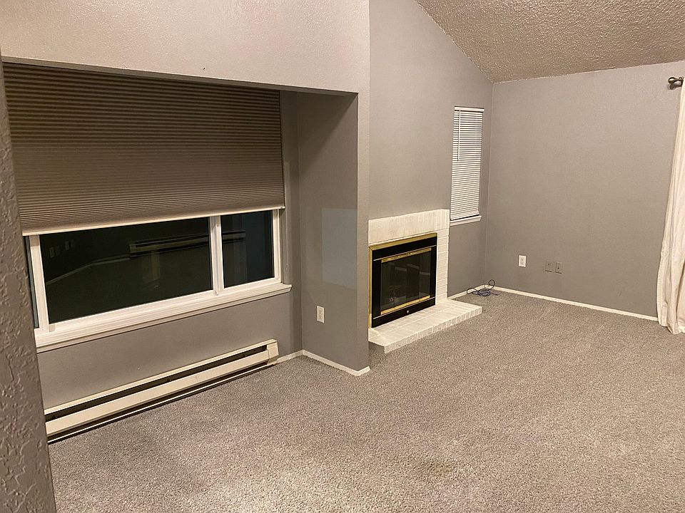 Vaulted ceiling in living room.