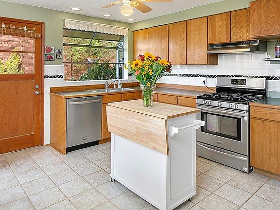 Kitchen with stainless steel appliances