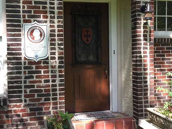 Historic marker and beautiful front door