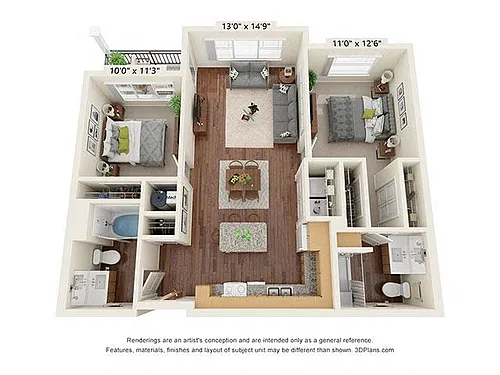 Floor plan Two Bedroom - B1