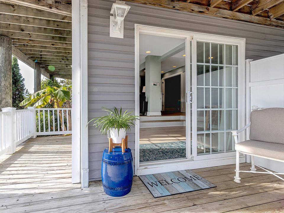 Private wrap around porch for relaxing or grilling after a day in the office, apartment or at the beach.