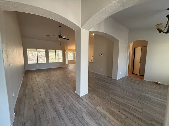 Living/dining room from front door view.