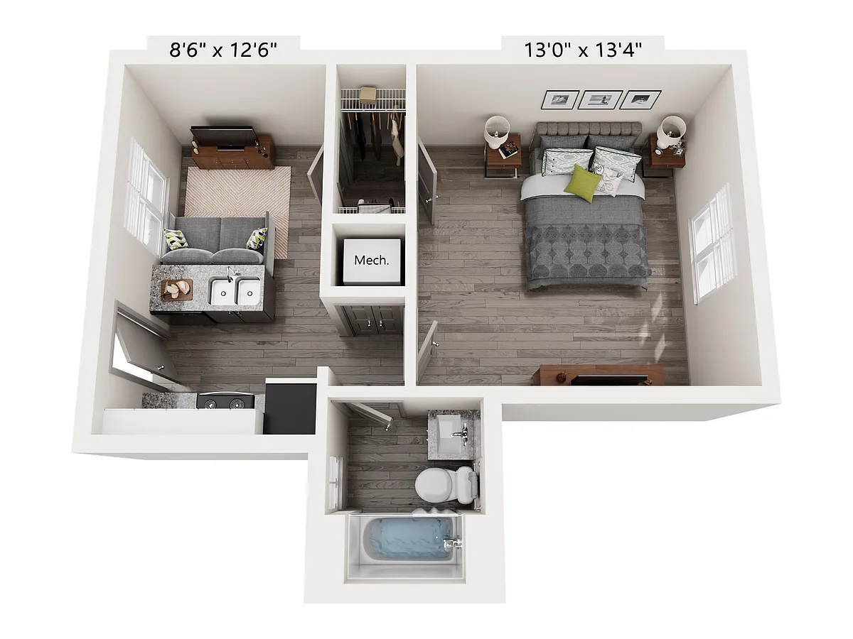 Floor plan 1 Bedroom 1A