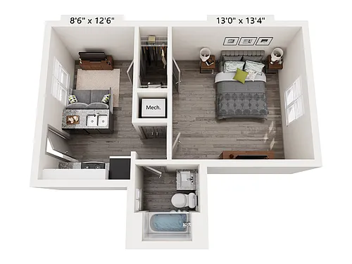 Floor plan 1 Bedroom 1A