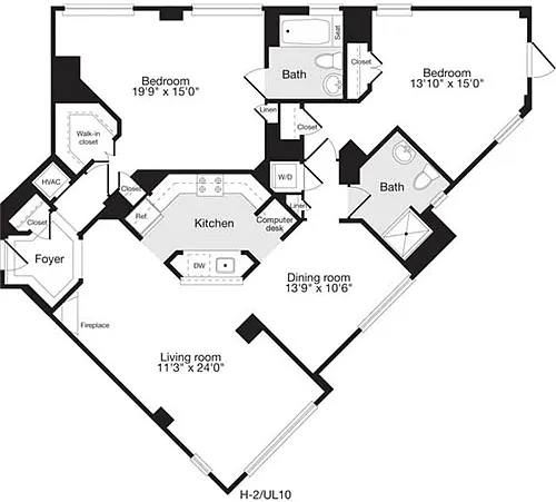 Floor plan 2 Bedrooms CC