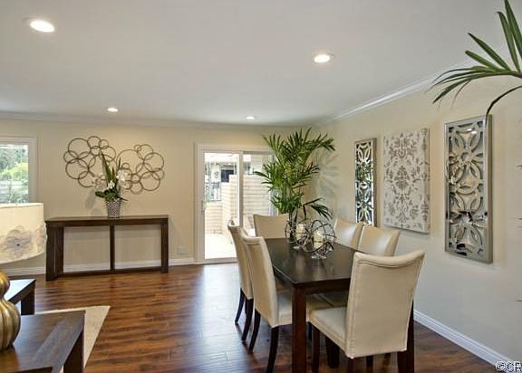 Living/dining opens to large patio