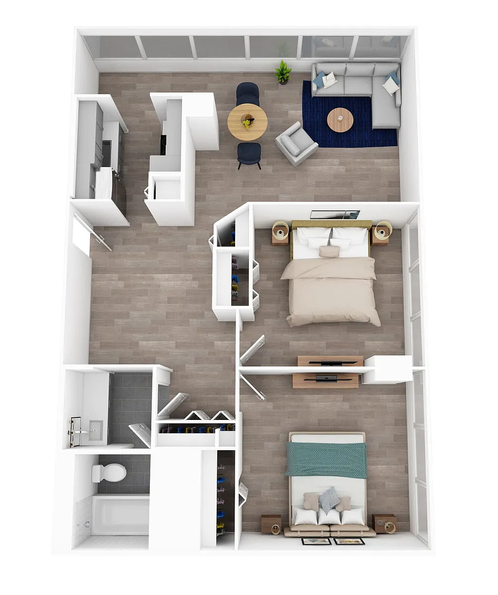 Floor plan 2 Bed 1 Bath