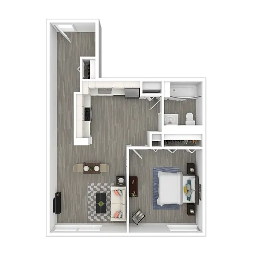 Floor plan 1 Bedroom E
