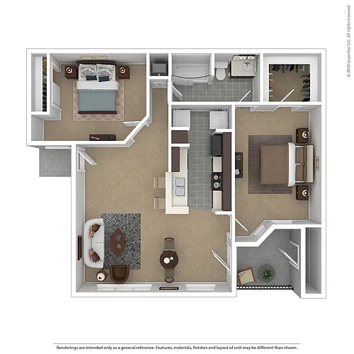 Floor plan Two Bedroom (2 Bedroom / 1 Bath)