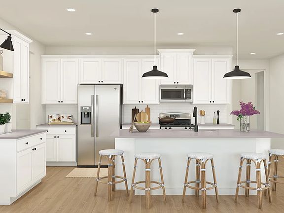 Kitchen with pendant lighting