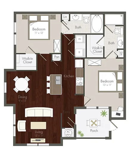 Floor plan B1 - 2X2