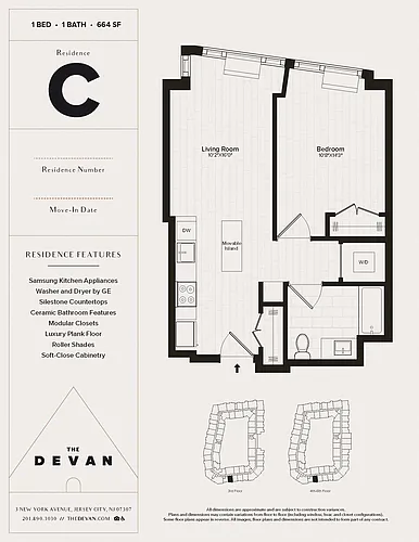 Floor plan 1 Bed 1 Bath C