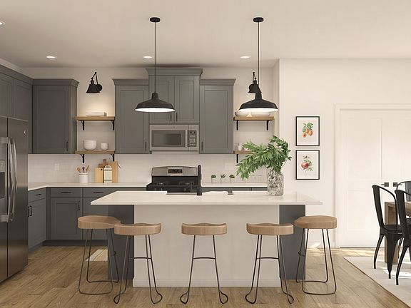 Open shelving in kitchen