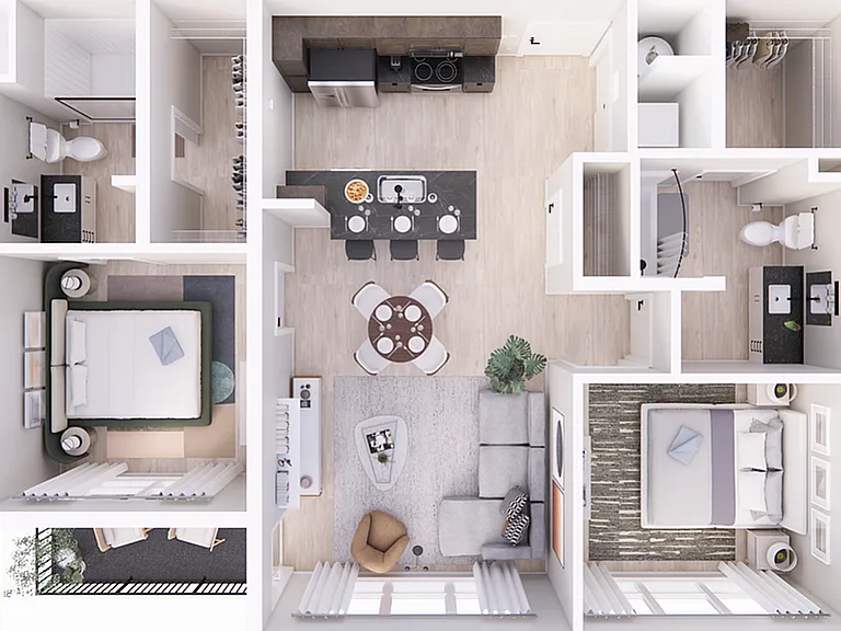 2C - West - 971 - 980sf 2C - West - 971 - 980sf