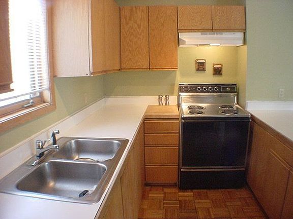 kitchen with oak parquet flooring