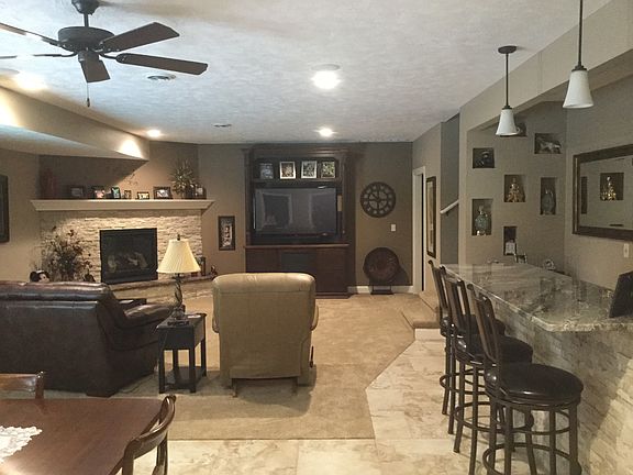 Basement family room and bar