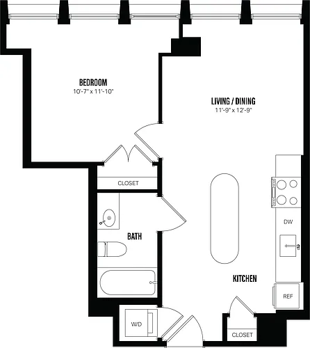 Floor plan 1 Bed/1 Bath-C1