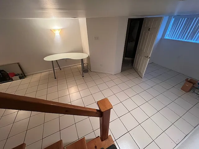Finished basement, door to full bath
