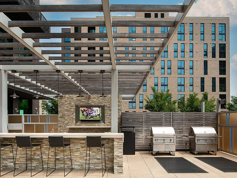 Grilling stations with outdoor kitchen and seating