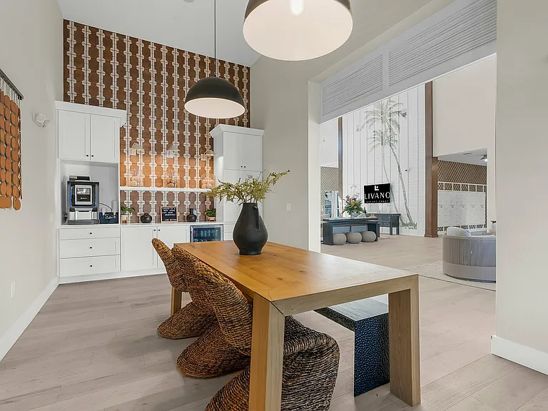 Experience elegance in this chic dining and living space, perfect for entertaining and relaxation.