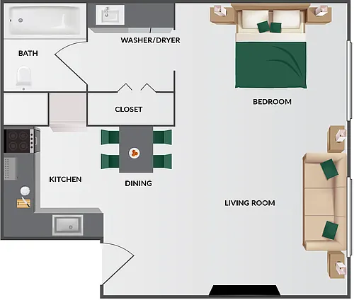 Floor plan Open One Bedroom