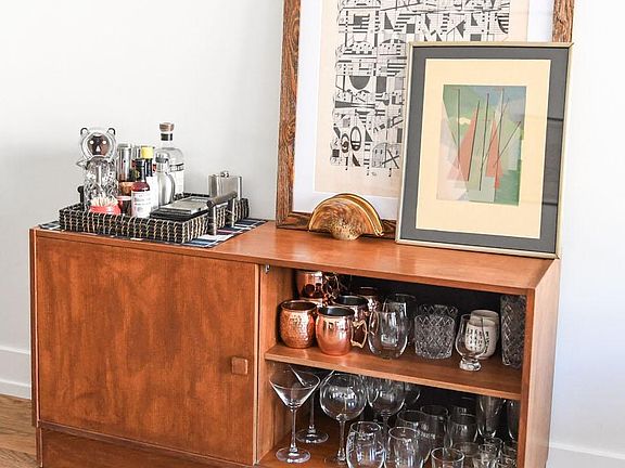 bar stocked with glassware