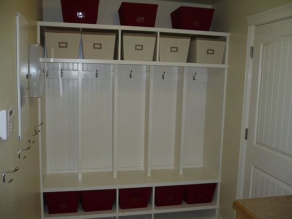 Mudroom lockers and bins keep you organized